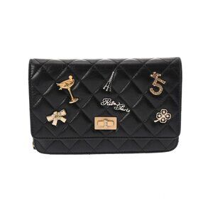 CHANEL 2.55 Matelasse Embroidered Chain Wallet Black/Noir